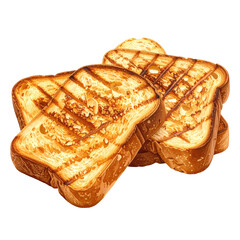 Three golden-brown, grilled bread slices, glistening with a light glaze