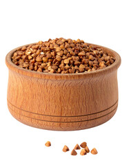 Russet buckwheat in wooden bowl