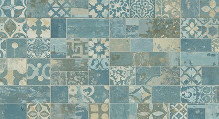 Patchwork Collage Retro Tile Pattern Vintage Background