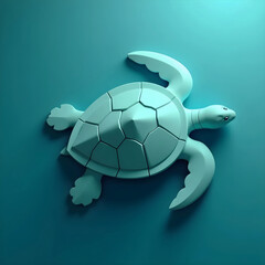 Vector art of abstract turtle sculpture with geometric shell, a symbol of longevity and wisdom