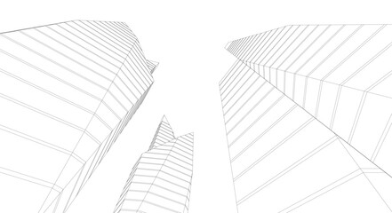 Abstract buildings architectural 3d drawing 