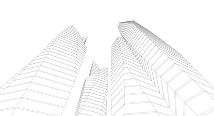 Fototapeta premium Abstract buildings architectural 3d drawing 