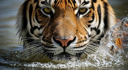 Fototapeta premium Powerful Tiger Emerging From Water With Splash