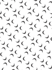 Black and white abstract shapes set with seamless circle and flower pattern vector illustration