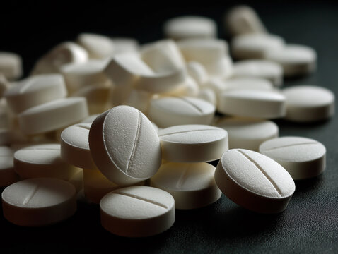 White painkiller tablets 