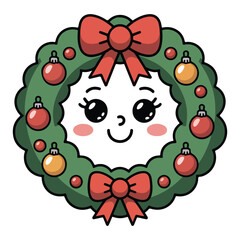 Cute Christmas Smailling Wreath Clipart