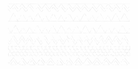 Geometric patterns and wavy lines in a repeating sequence on a white background