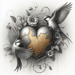 Heart bird romance wedding
