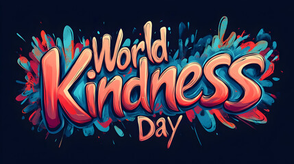 Colorful splash typography world kindness day text art background,generative ai