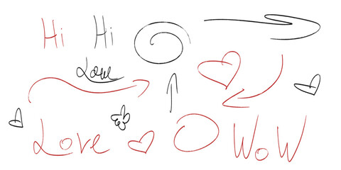 hand drawn alphabet hearts hi hello bleach and red teens © Gal