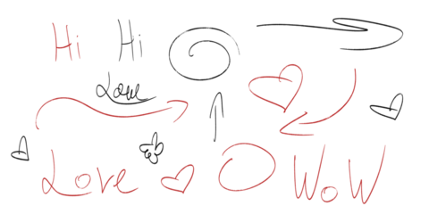 hand drawn alphabet hearts hi hello bleach and red teens