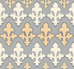 Seamless arabesque minimal abstract organic shapes pattern. Floral geometric brocade texture. Fabric background.