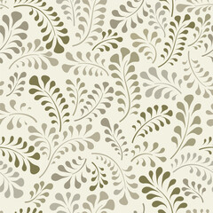 Floral seamless pattern. Branch with leaves ornamental fall texture. Flourish nature autumn garden textured background