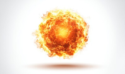 Fiery Explosion - Intense Burst of Energy and Heat on White Background.