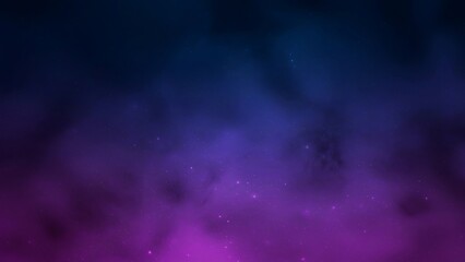 Abstract space-like gradient with deep purple tones and glowing particles.