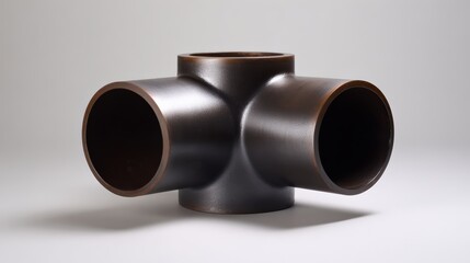 Stylized industrial pipe fitting with three openings for versatile applications
