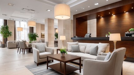 Fototapeta premium Modern Hotel Lobby Interior