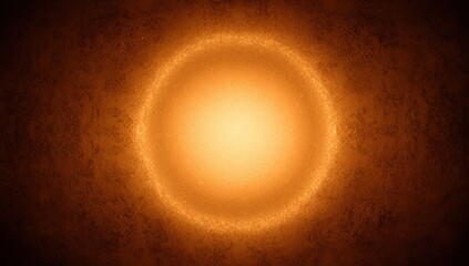 An orb of bright, golden light surrounded by a textured, dark brown background