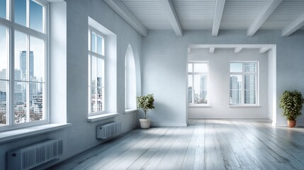 Modern empty interior with minimalistic design and natural light