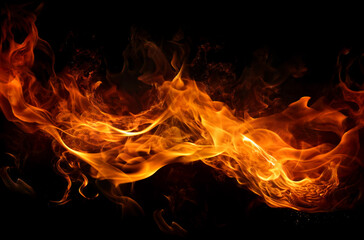 Obraz premium Fiery inferno with intense orange flames creates a dramatic and powerful visual, perfect for adding energy and excitement to designs