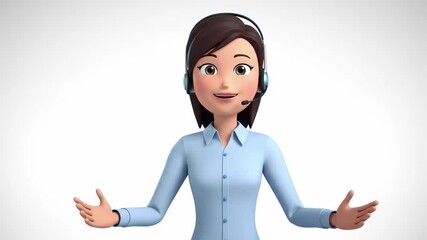 Friendly Female Customer Service Representative with Headset Offering Assistance and Support
