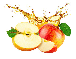 Apple slices and juice splash