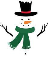 Winter Christmas snowman flat vector illustration.
Traditional classic snowman character isolated.
Transparent background. SVG.