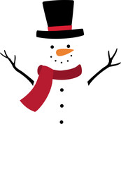 Winter Christmas snowman flat vector illustration.
Traditional classic snowman character isolated.
Transparent background. SVG.