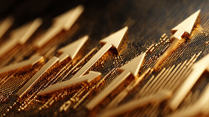 Dynamic golden arrows representing growth and progress in a business context