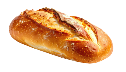 Oval-shaped baked bread with a golden-brown crust and visible interior