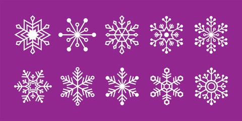 Snowflake, Snowflake Vector Icon Pack – Winter Snowflake Design, Christmas Decoration, Seamless Pattern, Festive Template Set