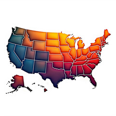 Vector art of colorful map of the united states