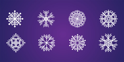 Snowflake, Snowflake Vector Icon Pack – Winter Snowflake Design, Christmas Decoration, Seamless Pattern, Festive Template Set