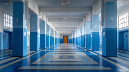 Fototapeta premium A big empty warehouse with columns. 