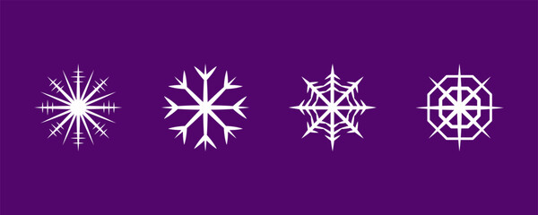 Snowflake, Snowflake Vector Icon Pack – Winter Snowflake Design, Christmas Decoration, Seamless Pattern, Festive Template Set