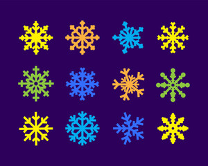 Snowflake, Snowflake Vector Icon Pack – Winter Snowflake Design, Christmas Decoration, Seamless Pattern, Festive Template Set