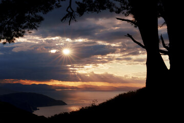 Sunset on the coast of the Basque Country from Mount Jaizkibel.