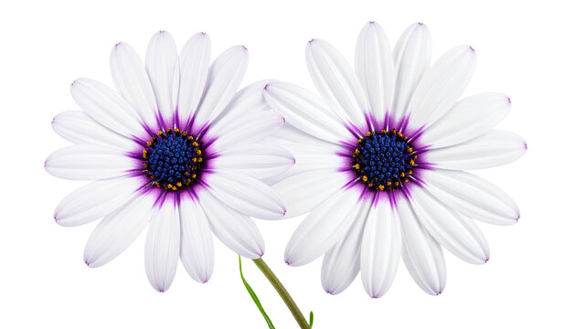 Two white and purple daisies, close-up - Powered by Adobe
