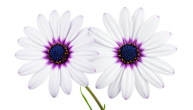 Two white and purple daisies, close-up