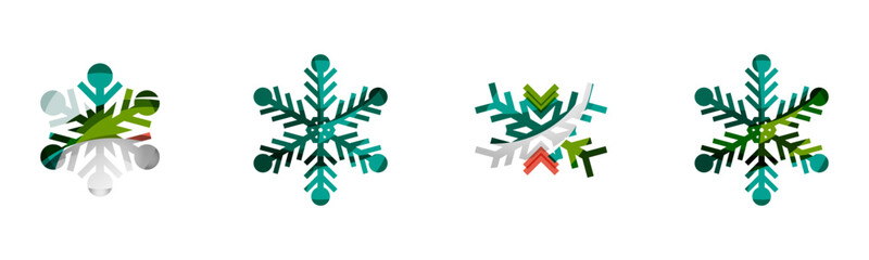 Snowflake, Snowflake Vector Icon Pack – Winter Snowflake Design, Christmas Decoration, Seamless Pattern, Festive Template Set
