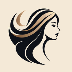 Elegant woman with flowing hair in a stylish design, isolated on white background, a symbol of beauty, fashion, and modern aesthetics