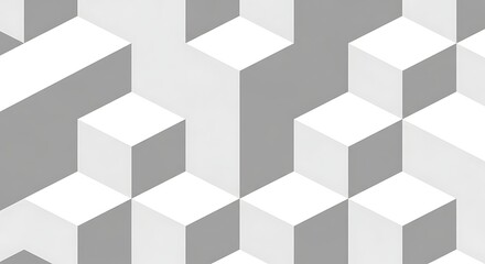 Naklejka premium Geometric Cubes Abstract Background White and Gray Tones Modern Design.