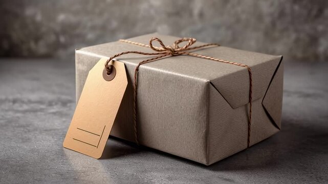 Returns and exchanges concept: brown parcel with printed return label, barcode and form on a neutral desk; clean instructional loop for ecommerce policies and how‑to content