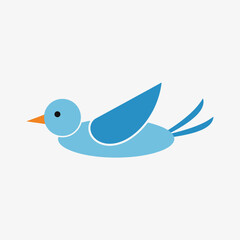 Simple blue bird illustration on a light grey background
