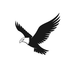 Obraz premium Dynamic vector illustration of a majestic bald eagle in powerful flight, symbolizing freedom, strength, and sharp vision for a bold emblem or logo design
