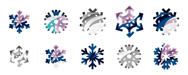 Snowflake, Snowflake Vector Icon Pack – Winter Snowflake Design, Christmas Decoration, Seamless Pattern, Festive Template Set