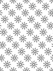 Black and white seamless vector pattern with floral and leaf elements for fabric, wallpaper, or vintage decoration design