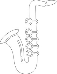 Saxophone outline silhouette with curved body, bell, and keys.