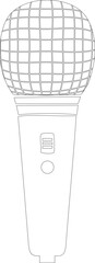 Simple microphone outline silhouette with capsule and wire.