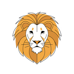 Obraz premium Stylish geometric lion head illustration, featuring a powerful golden mane, perfect for modern branding, elegant logos, or dynamic wildlife graphic elements